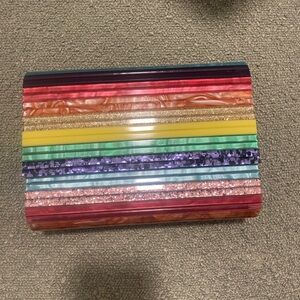 Kurt Geiger Multicolor Striped Acrylic Clutch